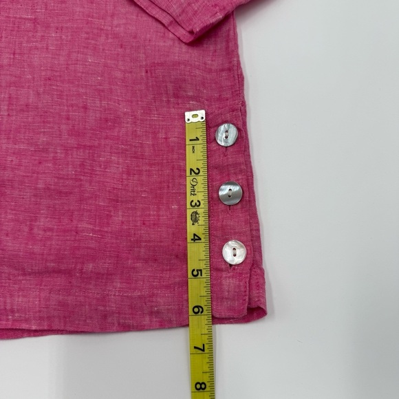 Tahari Women’s 100% Linen Henley 3/4 Sleeve Pink Tunic w/ Side Vents Medium - Picture 15 of 15